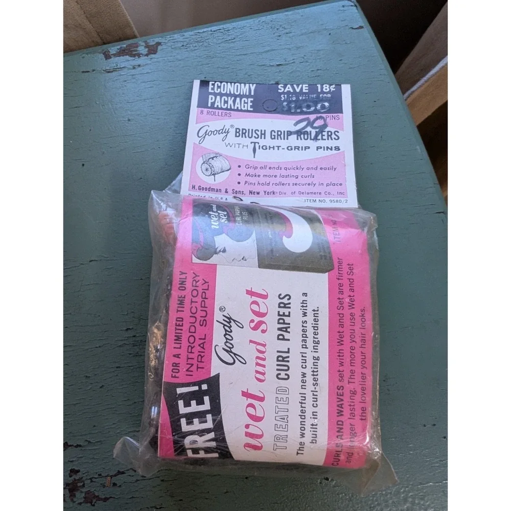 Brand New In‎ The Original Package, 8 Vintage Goody Brush Rollers, 16 Pink Pins